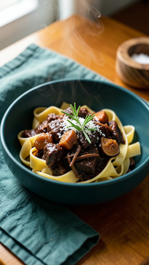 Crockpot Balsamic Fig Beef Short Rib Pappardelle, an easy crockpot dinner recipe