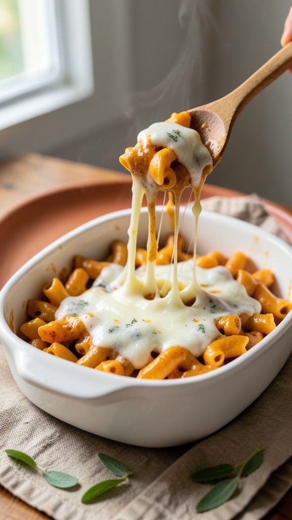 Crockpot Creamy Pumpkin Sage Chickpea Rigatoni, an easy crockpot dinner recipe