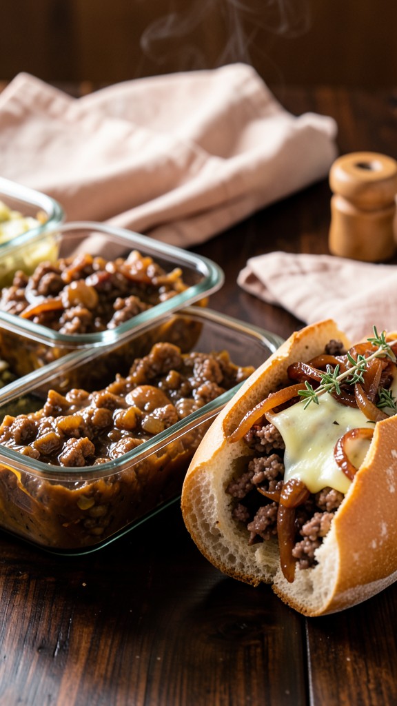 Crockpot French Onion Ground Beef Sandwiches, an easy crockpot dinner recipe