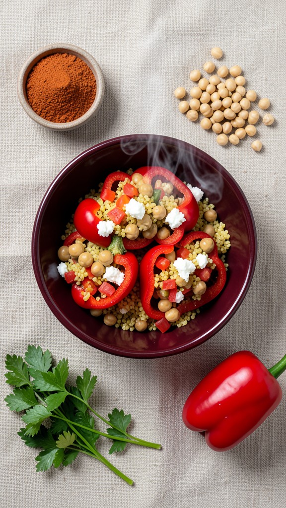 Crockpot Mediterranean Chickpea Stuffed Peppers, an easy crockpot dinner recipe