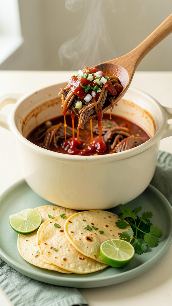 Crockpot Smoky Guajillo Shredded Beef Tacos, an easy crockpot dinner recipe