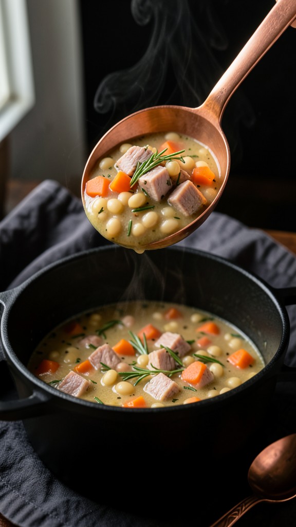 Rosemary Garlic Ham and White Bean Soup, an easy crockpot dinner recipe