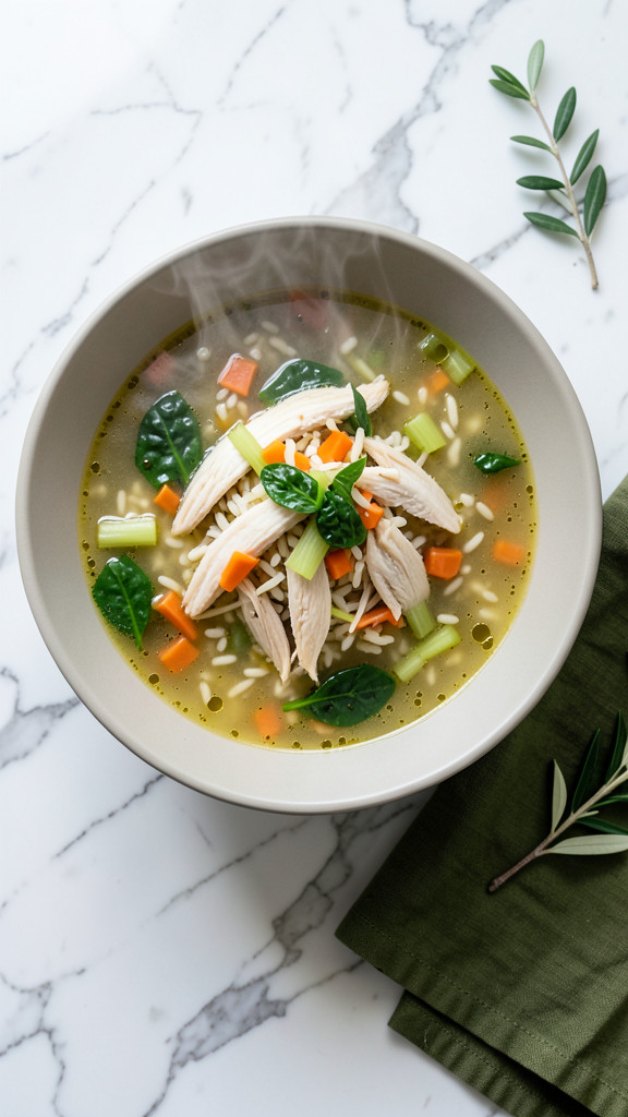 Slow Cooker Lemon Herb Chicken Orzo Soup