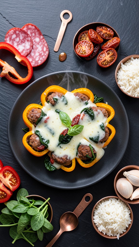 Sun-Dried Tomato Italian Sausage Stuffed Peppers, an easy crockpot dinner recipe